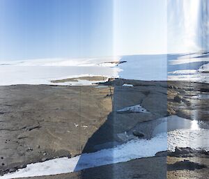 Digitally manipulated image of East Bay at Mawson Station