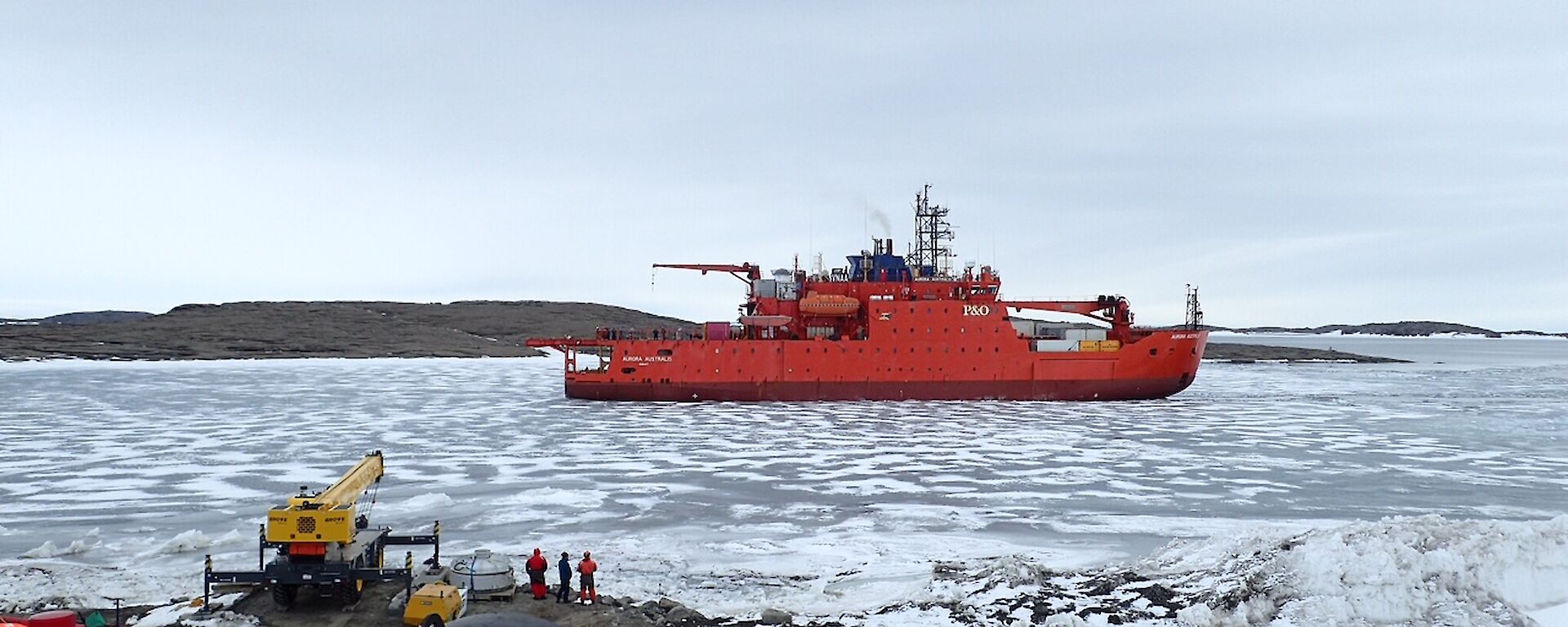 The AA in Horsehoe Harbour carving a path through the ice to facilitate it breaking up