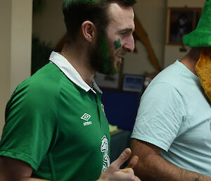 A man dressed in green for St Patrick’s Day