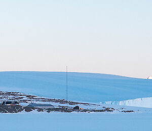 Looking back to station and the David Range from the sea ice