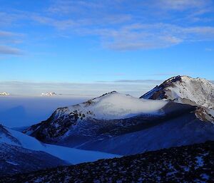 The view over the David Range to the Massons from the ridge above Fang hut