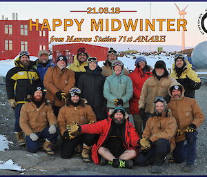 A group photo of the Mawson winterers
