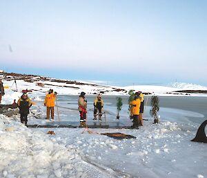 The safety team around the swimming hole