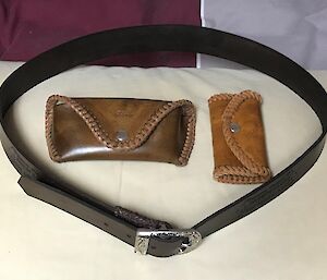 A selection of handworked leather items