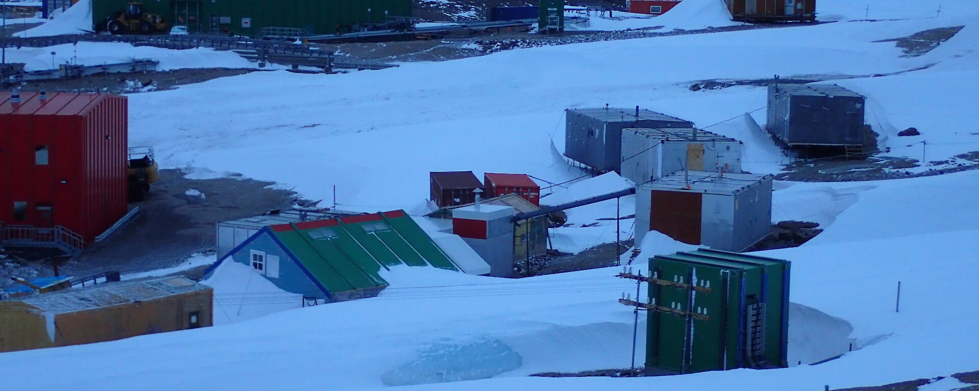Snow buildup around buildings