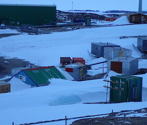 Snow buildup around buildings