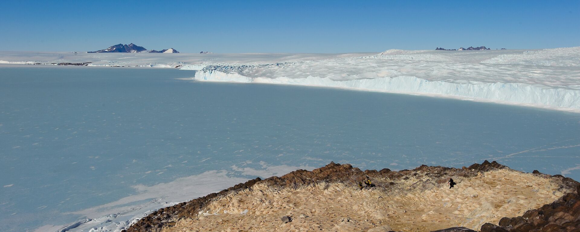 View back to station from Rookery Islands — mountains in the background