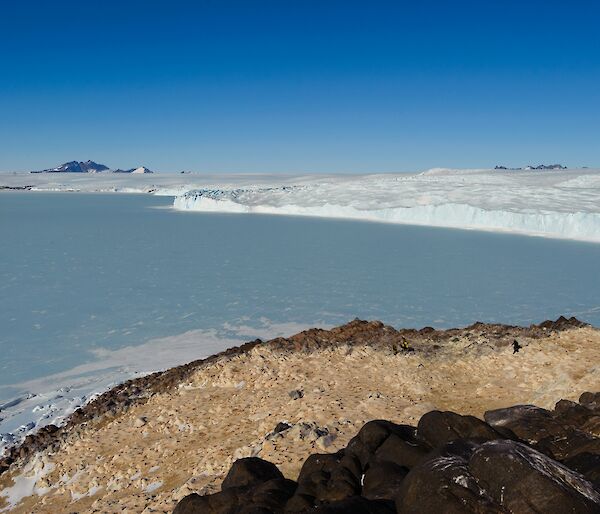 View back to station from Rookery Islands — mountains in the background