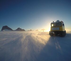 A Hagg in blowing snow on the plateau