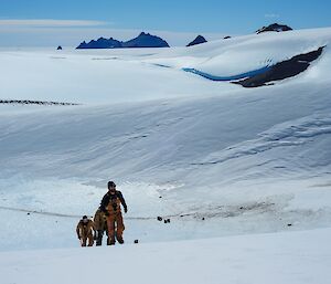 A group walking on the ice plateau