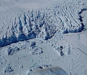 Aerial view of the Sørsdal Glacier.