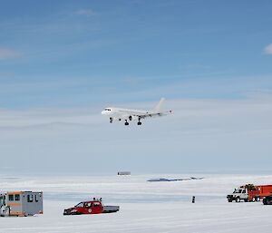 The A319 lands at Wilkins Aerodrome.