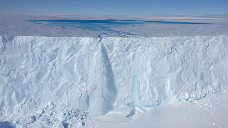 Meltwater pours off the front of the Sørsdal Glacier.