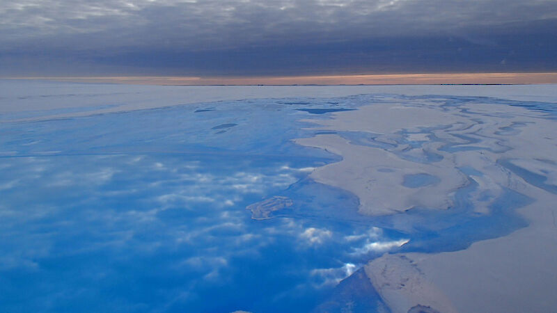 Open water visible on the surface of Twin Lakes, Sørsdal Glacier