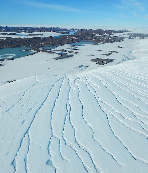 Surface melting at the edge of the Sørsdal Glacier.