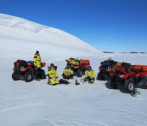 The sea-ice training team take a lunch break on the ice.
