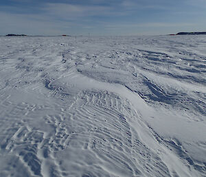 Snow dunes in the study area on the fast ice off Davis station.