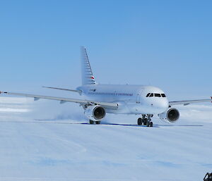 The Airbus on Wilkins runway.