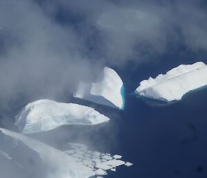 First icebergs visible from the aircraft