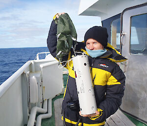 The directional sonobuoy used to listen for blue whale songs