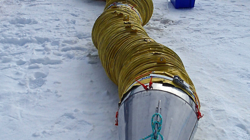 The 40m long ducting that attaches to an underwater chamber