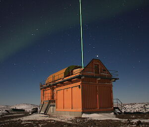 The LIDAR Beam exiting the Davis LIDAR building