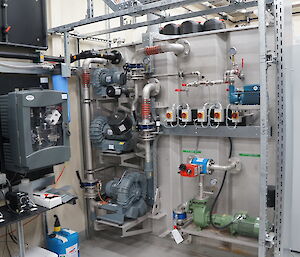 Aeration blowers that provide oxygen to the biological process, and some of the analytical instruments for measuring the quality of the wastewater in the secondary treatment plant.