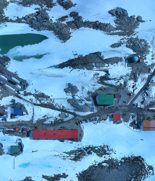 Part of a map of Casey research station comprised of a composite of aerial images taken by the eBee drone.