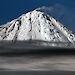 The Big Ben volcano on Heard Island with smoke drifting from its mouth.