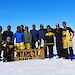 Most of the fast-ice team at the Antarctic Circle.