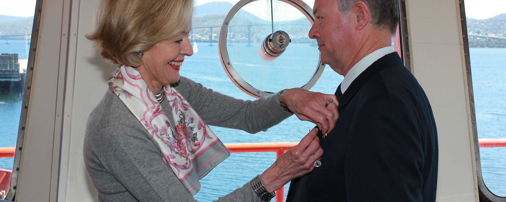 Captain Murray Doyle receives his Antarctic Medal from Governor General Quentin Bryce in 2011.