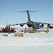 Cargo being removed from the rear of the C17-A aircraft on Wilkins Runway.