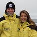 Antarctic doctors of the future, John Cherry and Jessie Ling, on the deck of the Aurora Australis during their voyage to Casey station.