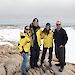 Antarctic Medical Practitioners Rachel Hawker (left) and Grant Jasiunas (right) with John Cherry and Jessie Ling at Casey research station.