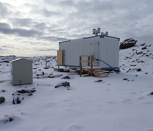 The Central Power Distribution Facility (CPDF) with the high voltage transformer to the left.