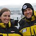 Elanor and Brian Miller on the deck of an icebreaker ship in Antarctica.