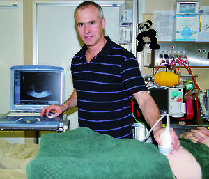 The Australian Antarctic Division Polar Medicine Unit is a world leader in store and forward and real-time transmission of 3D/4D ultrasound images from Antarctica. This is a still image of this critical capability being demonstrated by Dr Glenn Browning, with a live telemedical link from Mawson research station to the International Space Medicine Symposium III in 2009.