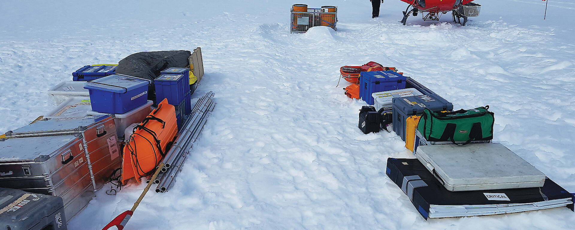 Packed field equipment on the Totten Glacier.