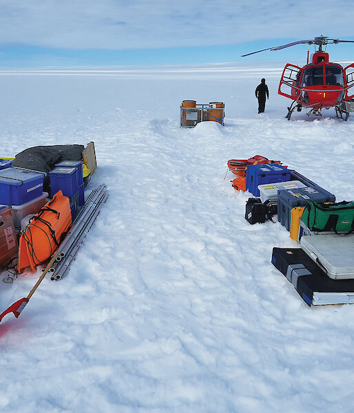 Packed field equipment on the Totten Glacier.
