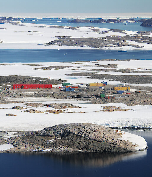 An aerial view of Casey station.