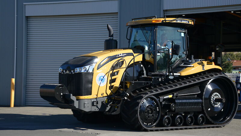 One of Australia’s new Caterpillar Challenger tractors at the William Adams workshop in Hobart, ready for its Antarctic modification.
