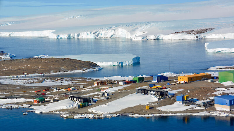 Aerial view of Mawson station.