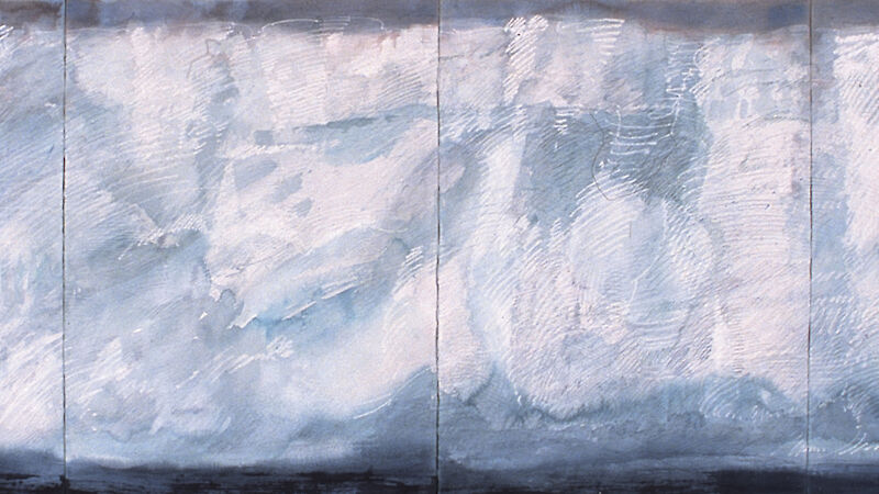 Painting by Jorg Schmeisser of icebergs