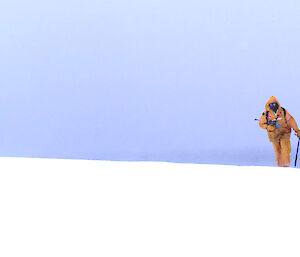 Alasdair McGregor crests a snow bank at Cape Denison during the 1997 Mawson’s Huts expedition