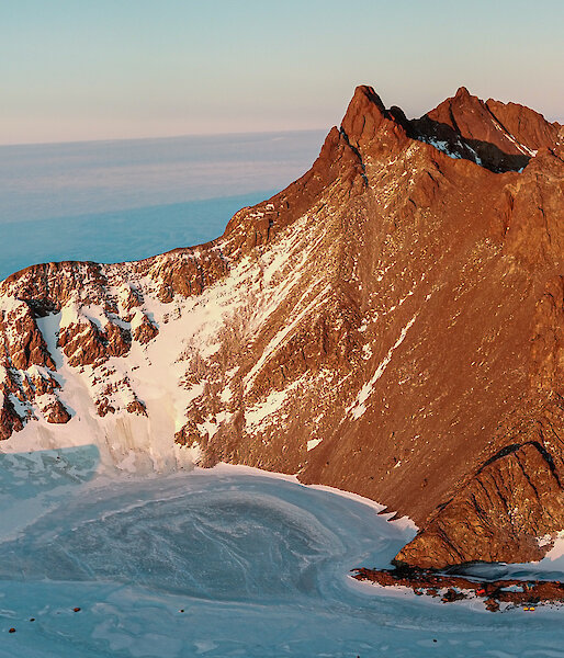 Aerial view of rocky mountains and the icesheet
