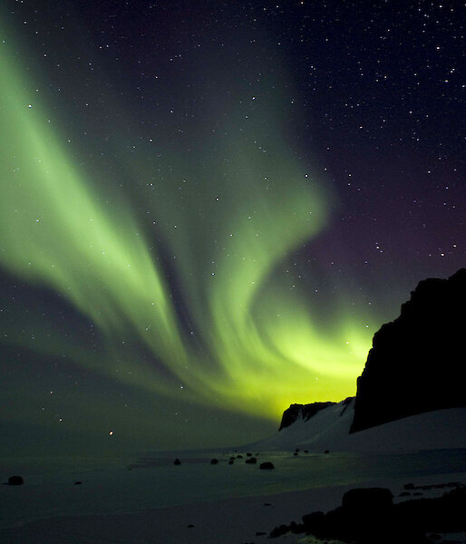 Swirling green aurora
