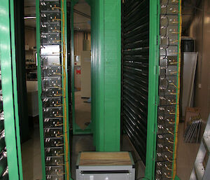 A bank of cosmic ray detection equipment at Mawson station.