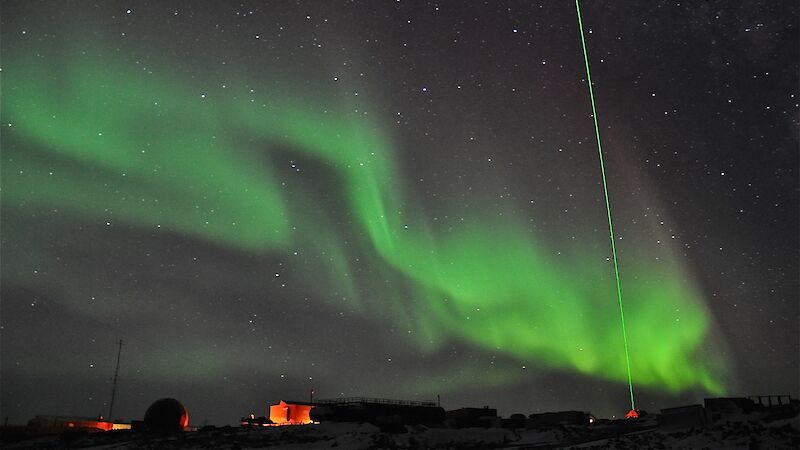 Aurora and LIDAR laser at Davis