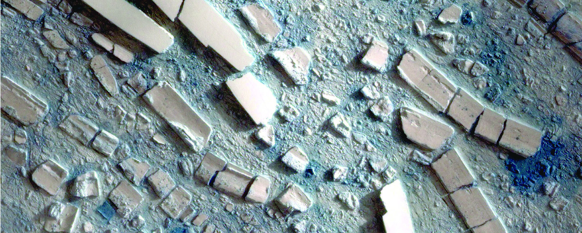 Satellite image showing the break-up of the Wilkins Ice Shelf in 2008
