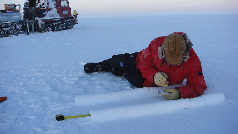 Ice core chemist, Mark Curran, catalogues ice cores for beryllium-7 measurements